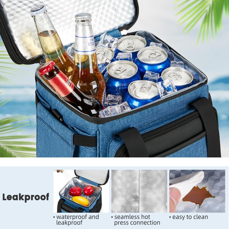 holuxer Insulated Lunch Bag & Lunch Box for Men - Double Deck Reusable Lunch Bag for Women Tote Cooler Bag Leakproof Soft Expandable - Large Lunchbox for Work/Adult/Picnic/Outdoor (Blueï¼Œ15L) - Image 4