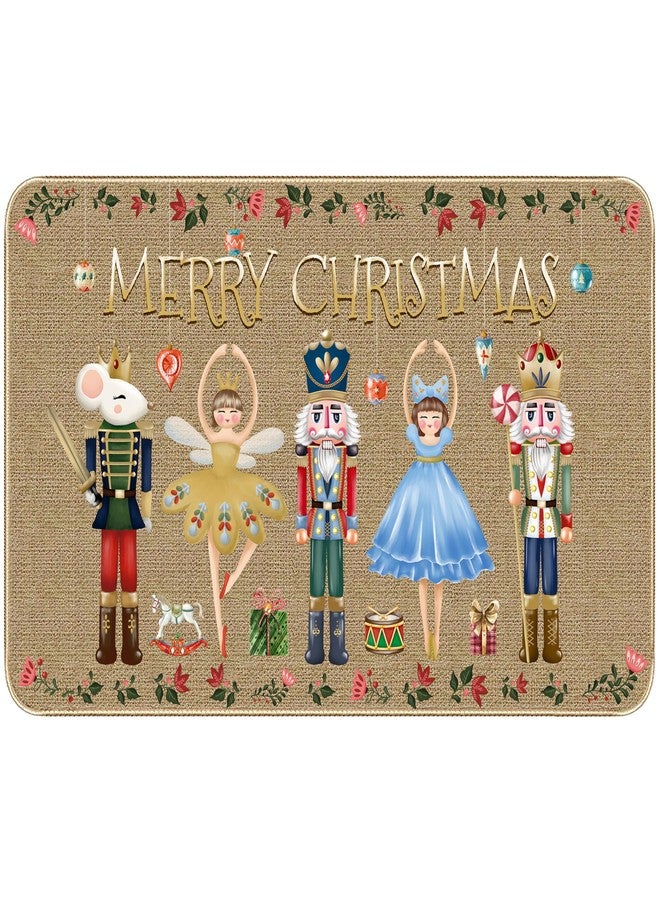 TREWAVE Nutcracker Christmas Doormat Decorative Door Mat Christmas Decor Xmas Holiday Non Slip Welcome Floor Rugs Soldier Kitchen Rug for Home Indoor Outdoor Decor 17x29 Inch - Image 1