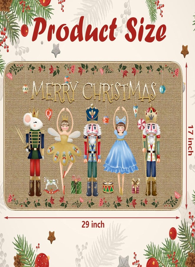 TREWAVE Nutcracker Christmas Doormat Decorative Door Mat Christmas Decor Xmas Holiday Non Slip Welcome Floor Rugs Soldier Kitchen Rug for Home Indoor Outdoor Decor 17x29 Inch - Image 2