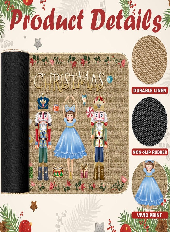 TREWAVE Nutcracker Christmas Doormat Decorative Door Mat Christmas Decor Xmas Holiday Non Slip Welcome Floor Rugs Soldier Kitchen Rug for Home Indoor Outdoor Decor 17x29 Inch - Image 3