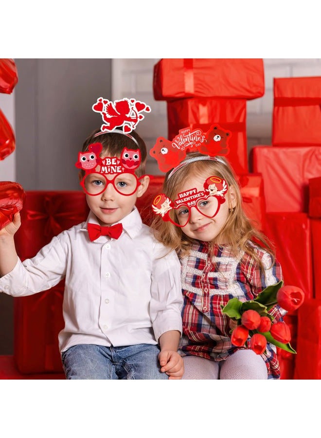 Kingdder 18 Pcs Valentine's Day Headband and Eyeglasses Set, Valentines Glasses Photo Props Cupid Headband Heart Glasses for Kids Adults Party Costume Supplies Decoration - Image 5