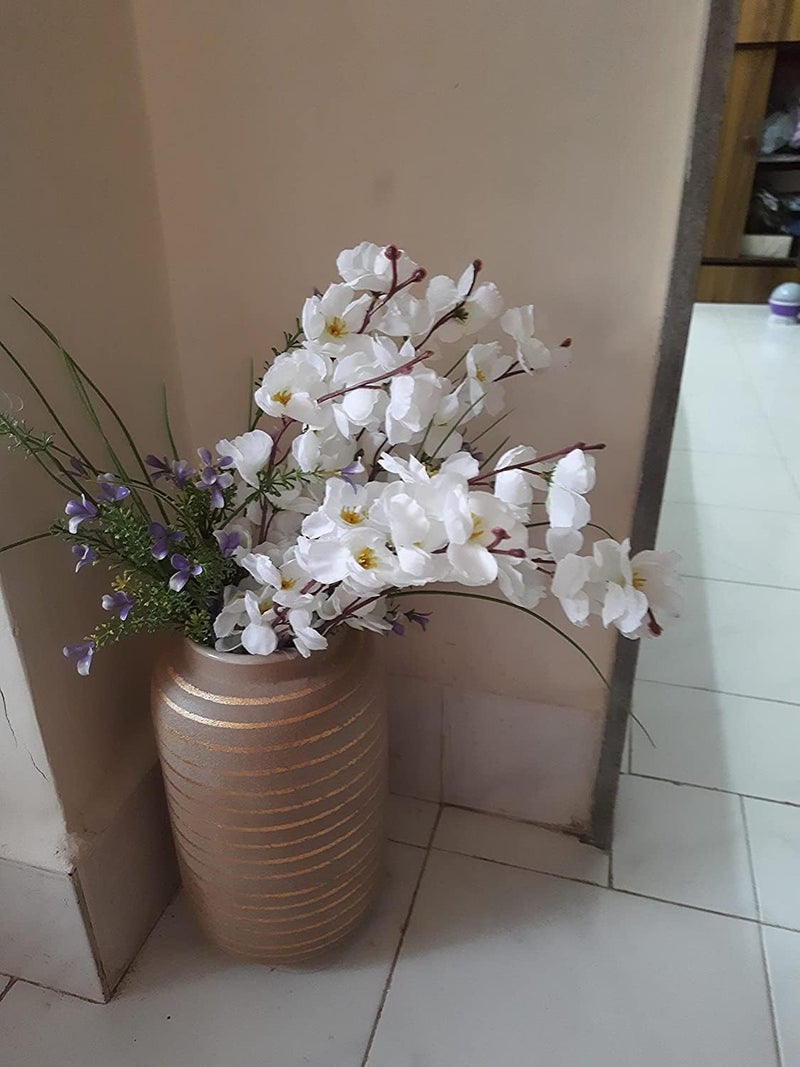 Everbuy Polyester Rich White Orchid Artificial Flowers for Home Office Decoration (7 Bunches, 25 INCH) (Vase Not Included) - Image 4