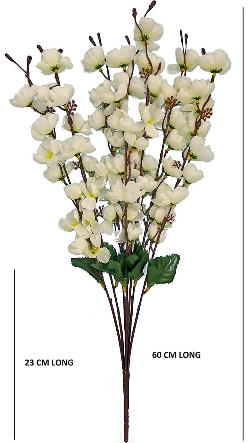 Everbuy Polyester Rich White Orchid Artificial Flowers for Home Office Decoration (7 Bunches, 25 INCH) (Vase Not Included) - Image 3