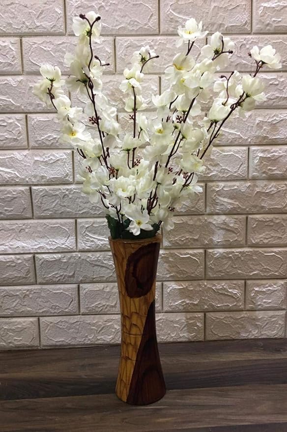 Everbuy Polyester Rich White Orchid Artificial Flowers for Home Office Decoration (7 Bunches, 25 INCH) (Vase Not Included) - Image 1
