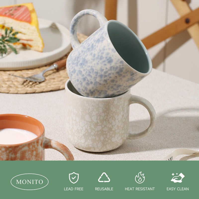 MONITO 12 OZ Coffee Mugs Set of 4, Modern Ceramic Coffee Mugs Set with handle for Tea/Latte/Cappuccino/Milk/Cocoa. - Image 4