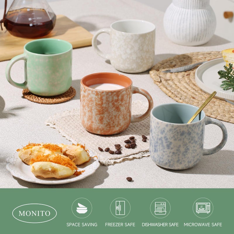 MONITO 12 OZ Coffee Mugs Set of 4, Modern Ceramic Coffee Mugs Set with handle for Tea/Latte/Cappuccino/Milk/Cocoa. - Image 3