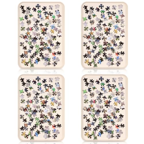 LOYIM 4 Pcs 15 x 105 Extra Large Puzzle Sorting Trays Stackable Puzzle Trays for Sorting Piece Sorter Jigsaw Storage Accessory for 2000300050006000 PiecesBeige - Image 1