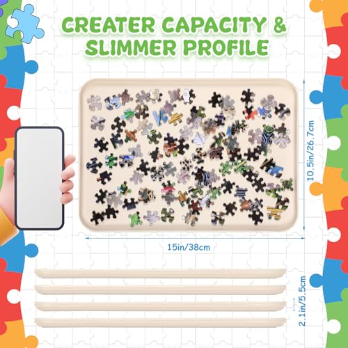 LOYIM 4 Pcs 15 x 105 Extra Large Puzzle Sorting Trays Stackable Puzzle Trays for Sorting Piece Sorter Jigsaw Storage Accessory for 2000300050006000 PiecesBeige - Image 5