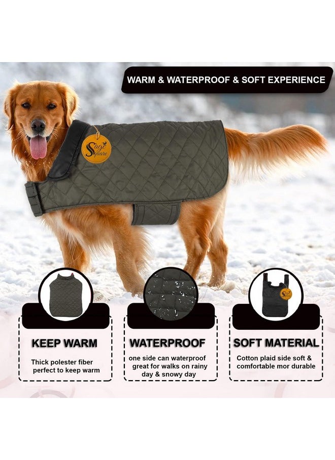 Sage Square Waterproof Reversible Double Sided Dog Coat/Jacket | Ultra Warm Windproof Winter Vest | Thicker Fleece Jacket For Cold Weather (Black) (Xxlarge) (30 Inches)  - Image 2