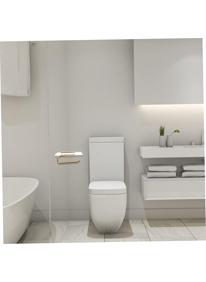MVAQKLM  Toilet Paper Holder Wall Mount, Self-Adhesive Paper Towel Holder with Shelf for Bathroom, Paper Towel Roll Rack with Storage Shelf Space, Gold  - Image 3