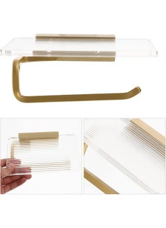 MVAQKLM  Toilet Paper Holder Wall Mount, Self-Adhesive Paper Towel Holder with Shelf for Bathroom, Paper Towel Roll Rack with Storage Shelf Space, Gold  - Image 4