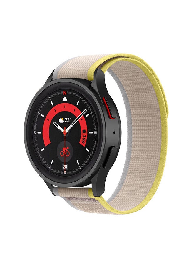 O Ozone Trail Loop For Samsung Galaxy Watch 7 6 5 4 FE 40mm 44mm 45mm/Galaxy Watch 6 4 Classic 43mm 47mm 42mm 46mm  Nylon Sport Elasticity Strap -Yellow/Beige  - Image 1
