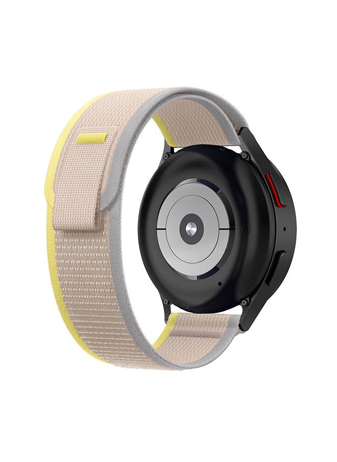 O Ozone Trail Loop For Samsung Galaxy Watch 7 6 5 4 FE 40mm 44mm 45mm/Galaxy Watch 6 4 Classic 43mm 47mm 42mm 46mm  Nylon Sport Elasticity Strap -Yellow/Beige  - Image 3