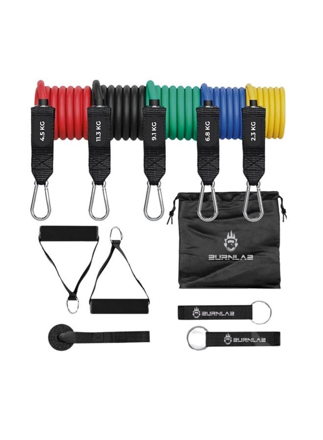 Burnlab Resistance Tubes for Home Gym Workouts (11 Piece Set) Standard - Image 1