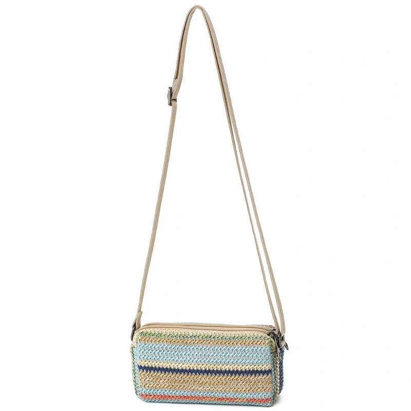 BBORGDC Boho Woven Straw Crossbody Bag - Small Phone Purse for Women with Adjustable Strap, Dual Compartment, Perfect for Beach Vacation Travel - Cute Summer Gift, Purses for Women Clearance - Image 1