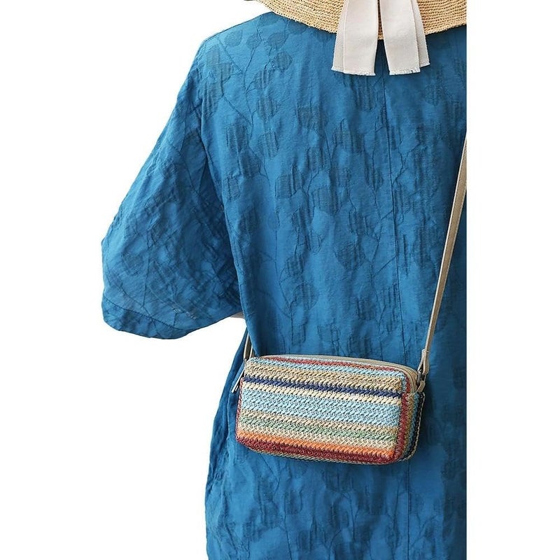 BBORGDC Boho Woven Straw Crossbody Bag - Small Phone Purse for Women with Adjustable Strap, Dual Compartment, Perfect for Beach Vacation Travel - Cute Summer Gift, Purses for Women Clearance - Image 2