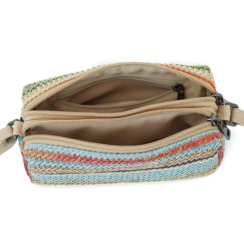 BBORGDC Boho Woven Straw Crossbody Bag - Small Phone Purse for Women with Adjustable Strap, Dual Compartment, Perfect for Beach Vacation Travel - Cute Summer Gift, Purses for Women Clearance - Image 4