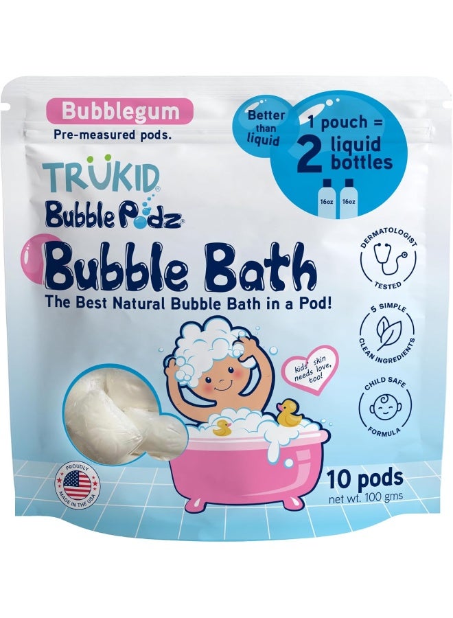 TruKid Bubble Podz Bubble Bath for Kids, Toddlers, & Babies, Tear Free Gentle & Refreshing Bath Bomb for Sensitive Skin with Natural Moisturizers, Non-Toxic, pH Balanced, Bubble Gum Scent (10 Podz) - Image 1