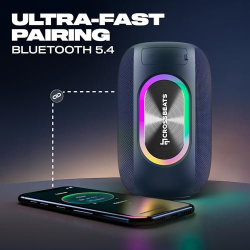 CrossBeats Jam Box 20W Karaoke mic with Speaker, Portable Bluetooth Party Speaker with Wireless mic, RGB Lights,12H Playtime, Deep Bass, IPX5 Waterproof, USB/SD Card, Home Singing Audio Device(Blue) - Image 3
