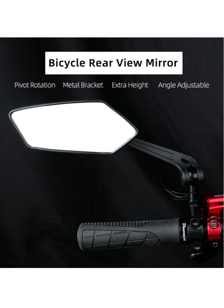 Generic - Extra large mirror surface, crafted with impact-resistant real glass, perfect for e-bike handlebars. Our bicycle mirror offers a 360-degree adjustable functionality and foldable design. - Image 1
