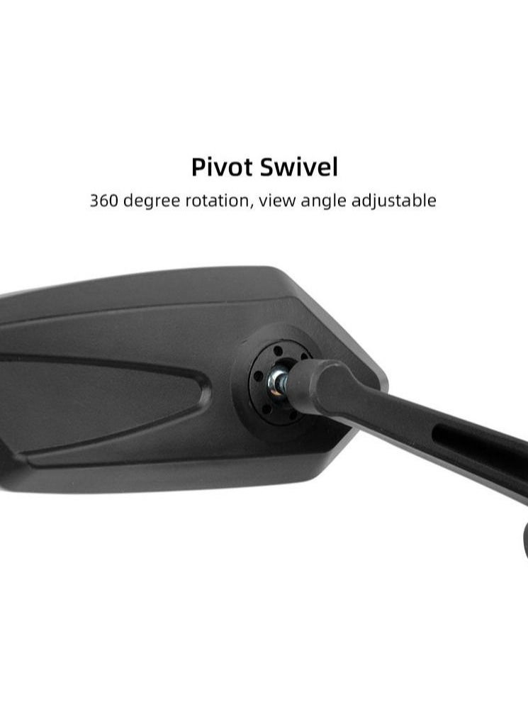 Generic - Extra large mirror surface, crafted with impact-resistant real glass, perfect for e-bike handlebars. Our bicycle mirror offers a 360-degree adjustable functionality and foldable design. - Image 1