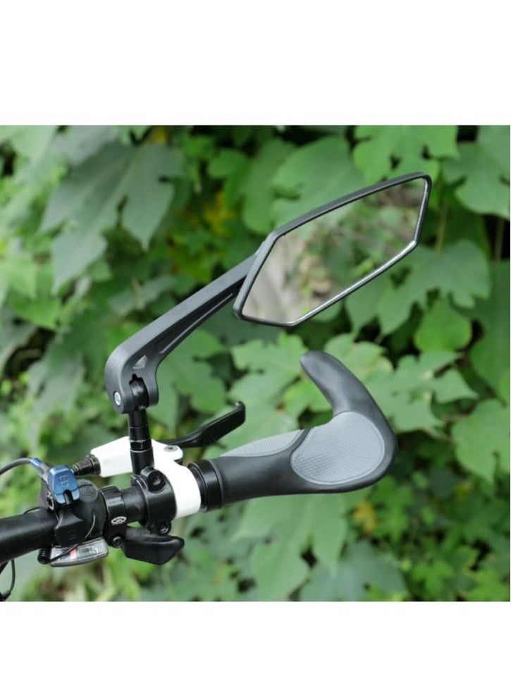 Generic - Extra large mirror surface, crafted with impact-resistant real glass, perfect for e-bike handlebars. Our bicycle mirror offers a 360-degree adjustable functionality and foldable design. - Image 1