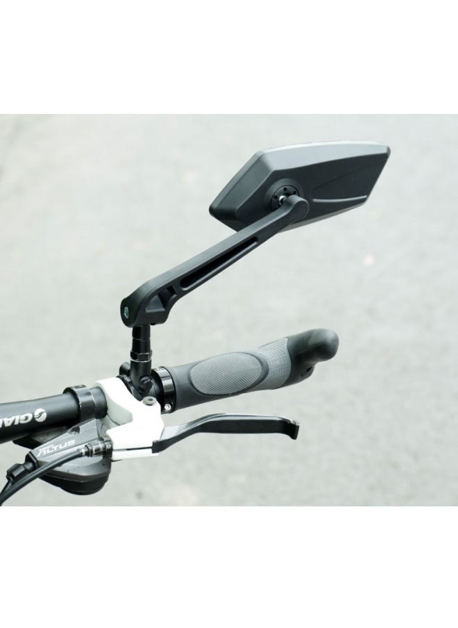 Generic - Extra large mirror surface, crafted with impact-resistant real glass, perfect for e-bike handlebars. Our bicycle mirror offers a 360-degree adjustable functionality and foldable design. - Image 1