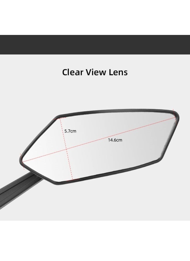 Generic - Extra large mirror surface, crafted with impact-resistant real glass, perfect for e-bike handlebars. Our bicycle mirror offers a 360-degree adjustable functionality and foldable design. - Image 1