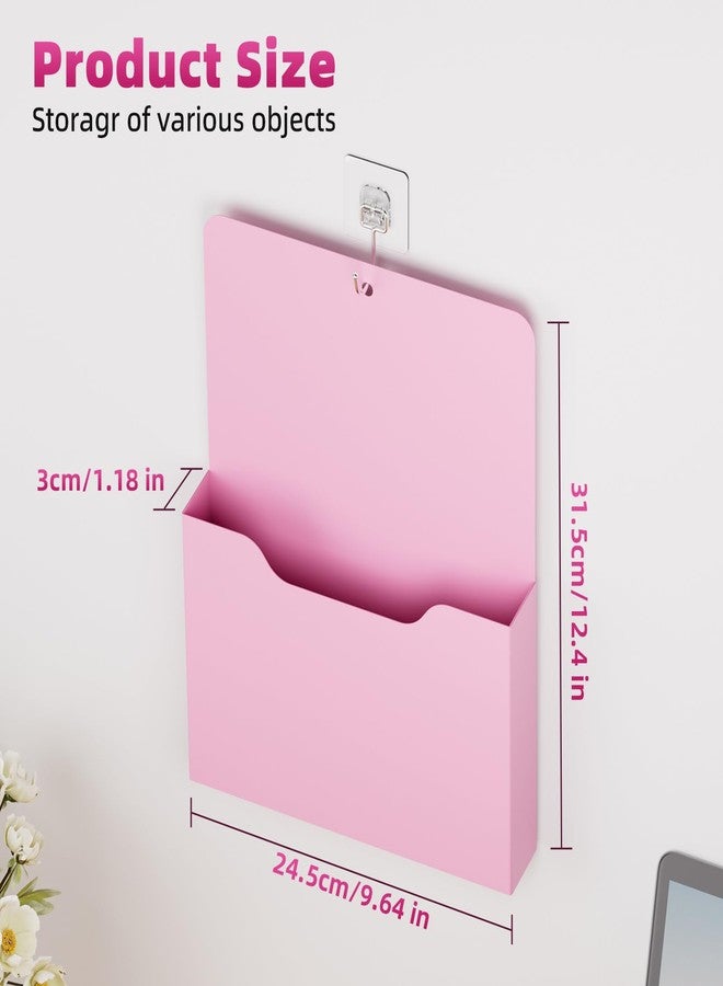 Marbrasse 2 Pack Magnetic File Holder - Paper Holder, Pocket Organizer,Hanging Wall File Organizer Office Supplies Storage, Magazine Mail Organizer Case for Notebooks,Planners,Letter (Pink) - Image 2