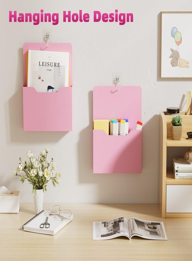Marbrasse 2 Pack Magnetic File Holder - Paper Holder, Pocket Organizer,Hanging Wall File Organizer Office Supplies Storage, Magazine Mail Organizer Case for Notebooks,Planners,Letter (Pink) - Image 4