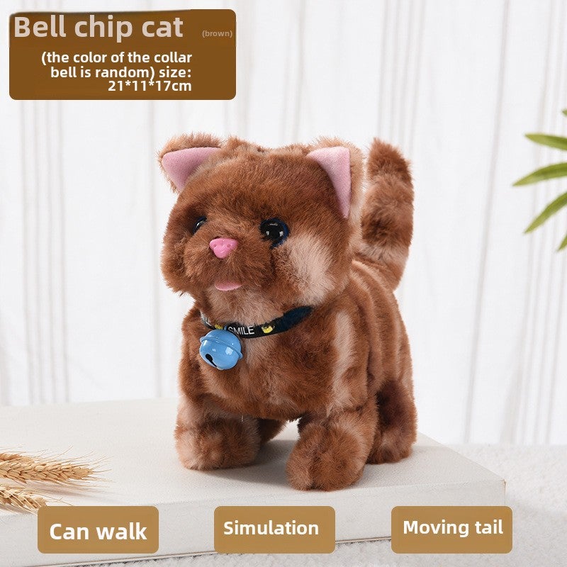 1 Electric Stuffed Cat Simulation Cat Toy Simulation Screaming Doll Can Walk and Rock Tail Electronic Pet Cat(Bell Chip Cat, Self-provided) - Image 1