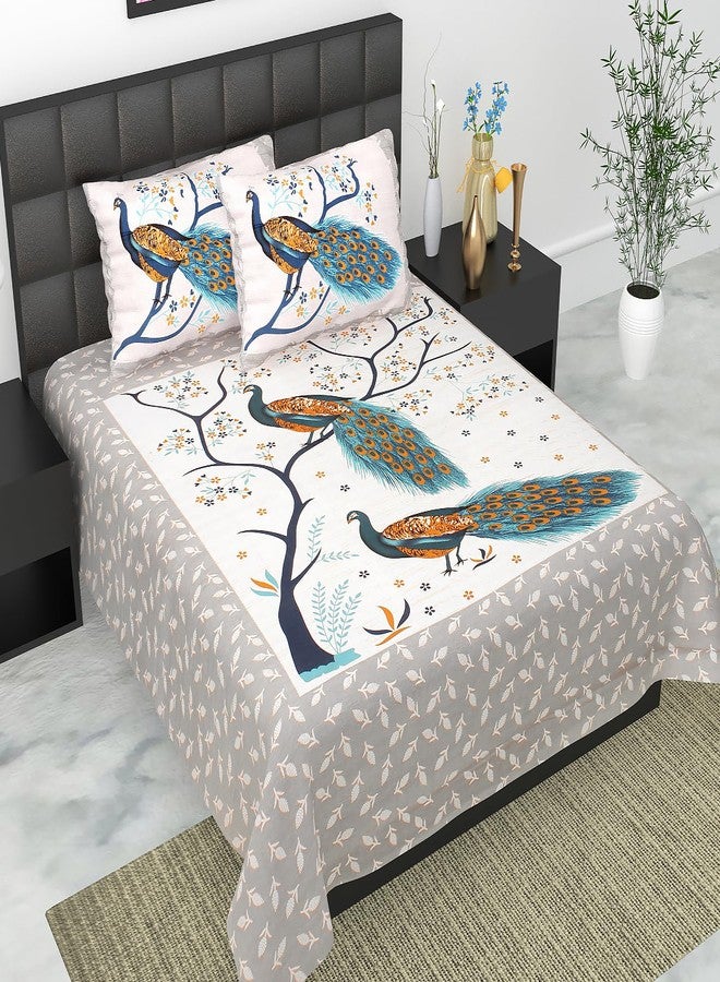 EarlyMart 100% Cotton Double Bedsheet for Double Bed King Size Traditional Jaipuri Bedsheet with 2 Pillow Covers - Multi015 - Image 1