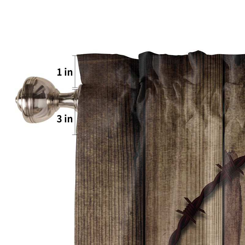 Homechoid Western Kitchen Curtains and Country Valance Set  Texas Star Retro Rustic Wooden Boards Small Short Half Farmhouse Tier Curtains 24 Inch Length Kitchen Decor for Cafe Bathroom Nursery Bedroom - Image 5