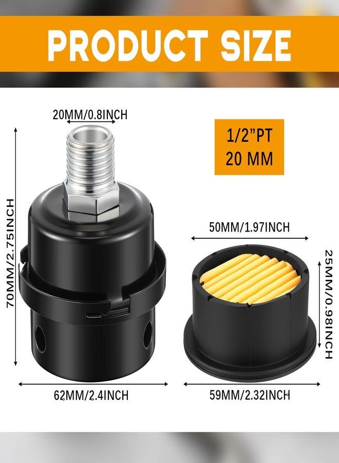Threlaco قطع غيار بديلة لكاتم صوت ضاغط الهواء Threlaco، مكونة من 4 قطع، وفلتر سحب ضاغط الهواء 1/2 بوصة، وفلتر كاتم صوت 20 مم - Image 2