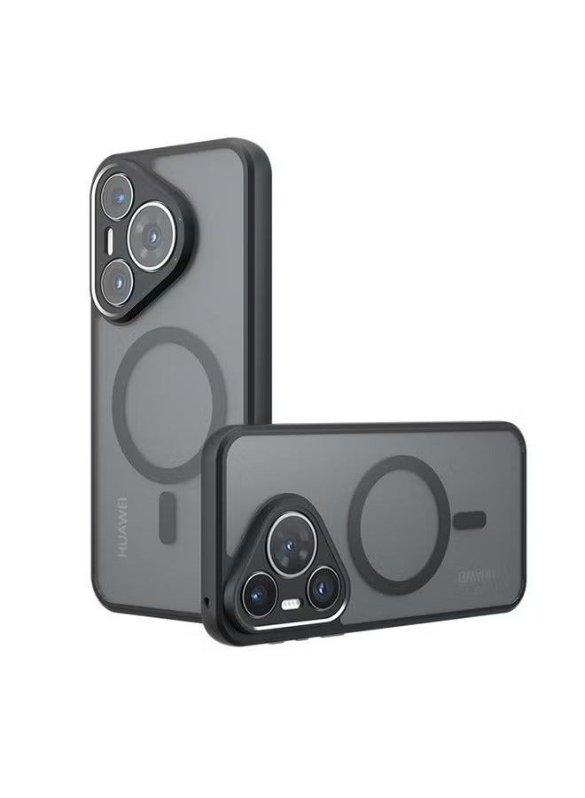 Magnetic Case for Huawei Pura 70 Pro, Frosted Translucent Back Protective Slim Phone Cover, Anti-Fingerprints, Anti-Fall Drop Protection, Shockproof Case for Huawei Pura 70 Pro (Black) - Image 1