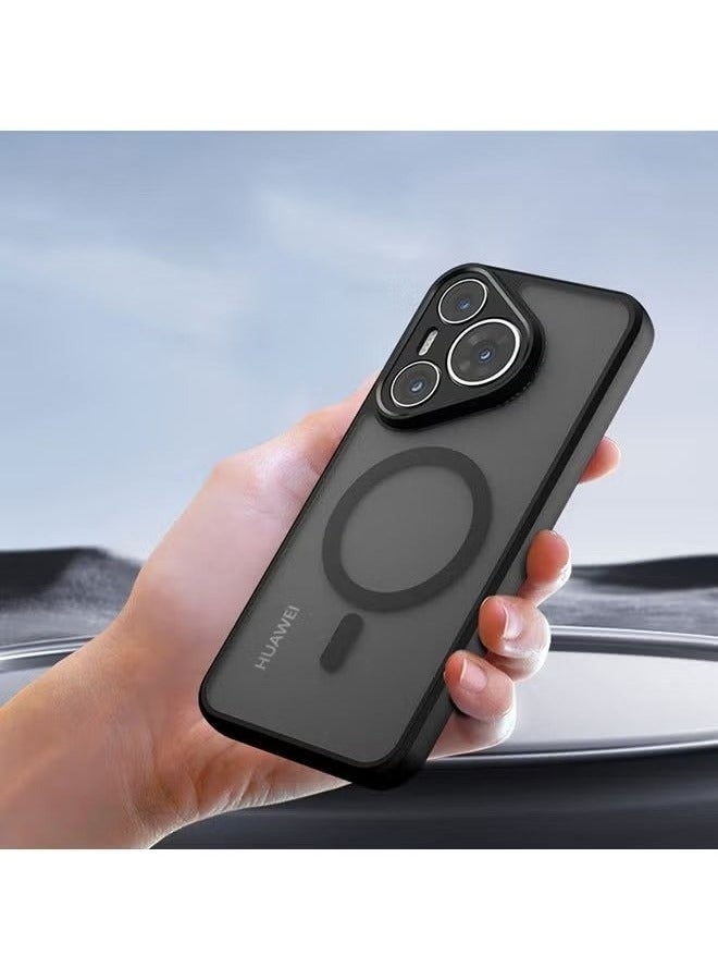 Magnetic Case for Huawei Pura 70 Pro, Frosted Translucent Back Protective Slim Phone Cover, Anti-Fingerprints, Anti-Fall Drop Protection, Shockproof Case for Huawei Pura 70 Pro (Black) - Image 5
