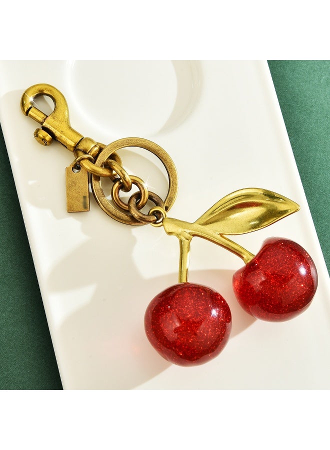 NIBEMINENT Beaded Phone Lanyard, Anti Lost Removable Wrist Strap,Cherry Bracelet Pendant, Phone Keychain Lanyard