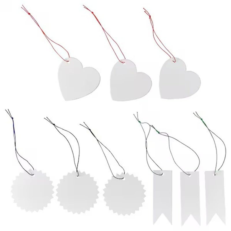 Digital Shoppy FÖNSTERFIKUS Label with String, Set of 9, White
