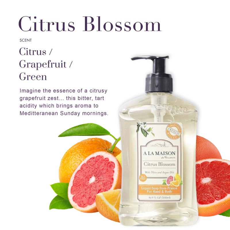 A LA MAISON French Liquid Hand Soap, Citrus Blossom - Natural Hand Wash Made with Essential Oils - Biodegradable, Plant-Based, Vegan, Cruelty-Free, Alcohol & Paraben Free (16.9 oz, 2 Pack) - Image 2