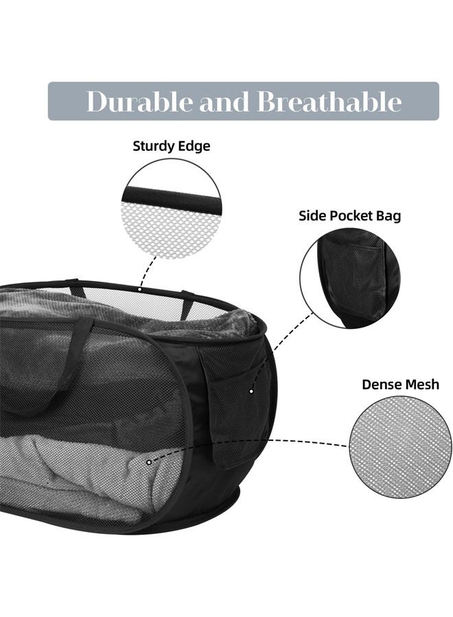 YelaJoy Popup Mesh Laundry Basket, Collapsible and Portable Clothes Washing Laundry  with Reinforced Carry Handle  for Laundry, Bathroom, Kids Room, Dorm or Travel  (2 pcs, Black and Grey) - Image 4