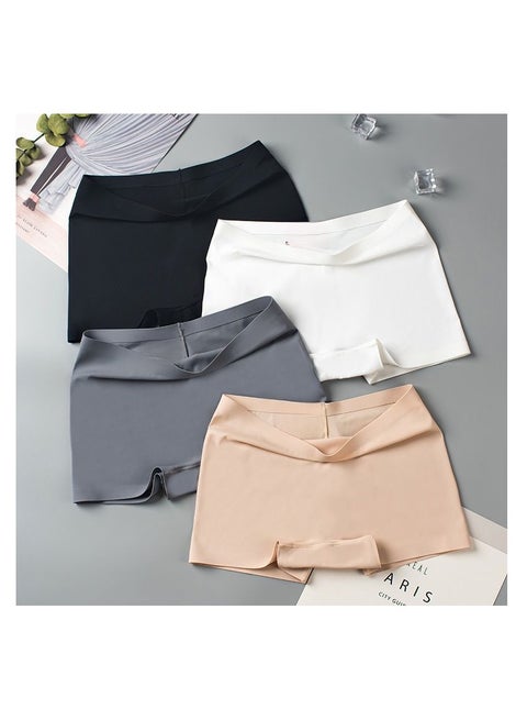 4 قطع سراويل داخلية بوكسر نسائية من الحرير الجليدي بدون خياطة