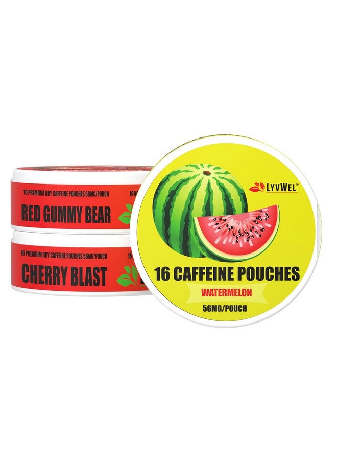 LyvWel LYVWEL 3-Pack Sampler | 16 per Can | 56mg Caffeine Energy Pouches | Nicotine-Free, Tobacco-Free | Flavors (Watermelon, Red Gummy, Cherry Blast)  - Image 2