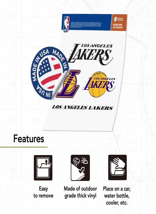 Desert Cactus Los Angeles Lakers Sticker NBA Officially Licensed Vinyl Decal Laptop Water Bottle Car Scrapbook Sheet (Type 2) - Image 4