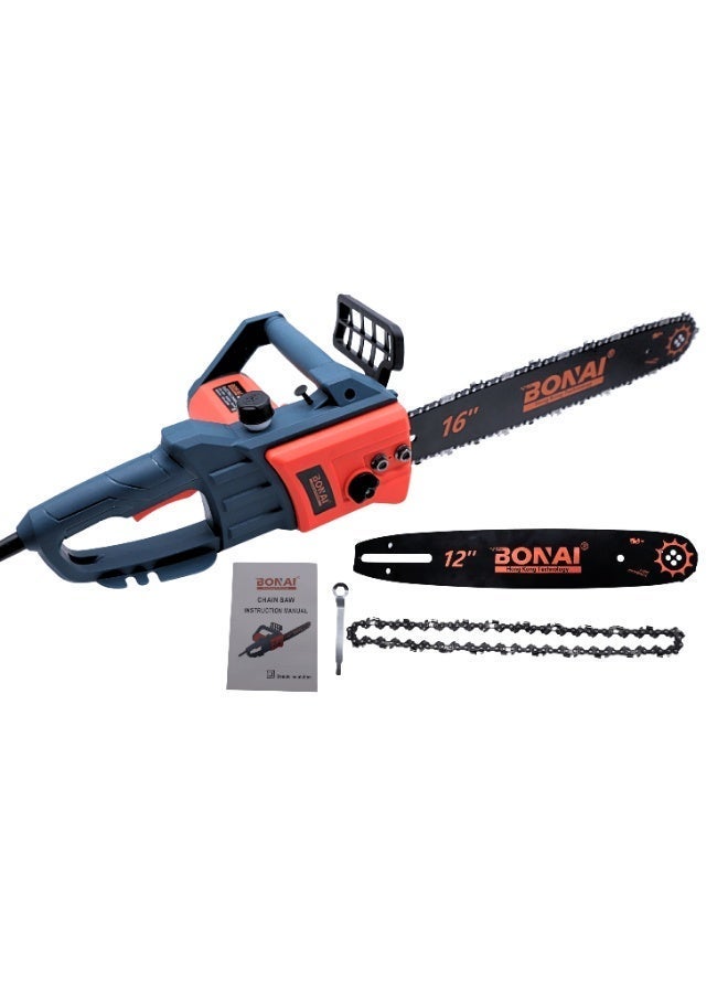 BONAI Electric Chain Saw 1500-2500W 16 Inch & 12 Inch 2-in-1 Corded Wood Cutting Machine with Chain Tension Adjustment 500m/min 220-240V for Tree Trimming & Firewood Cutting BN-HK129 - Image 1