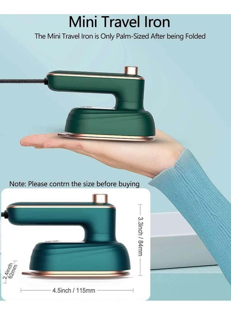 Clothes Steamer Handheld, 180°Rotatable Rotation Fabrics Removes Wrinkles Steamer for Clothes, Portable Foldable Hand Held Steamers, Fast Heat-up Travel Garment Steamer for Home (Green) - Image 2