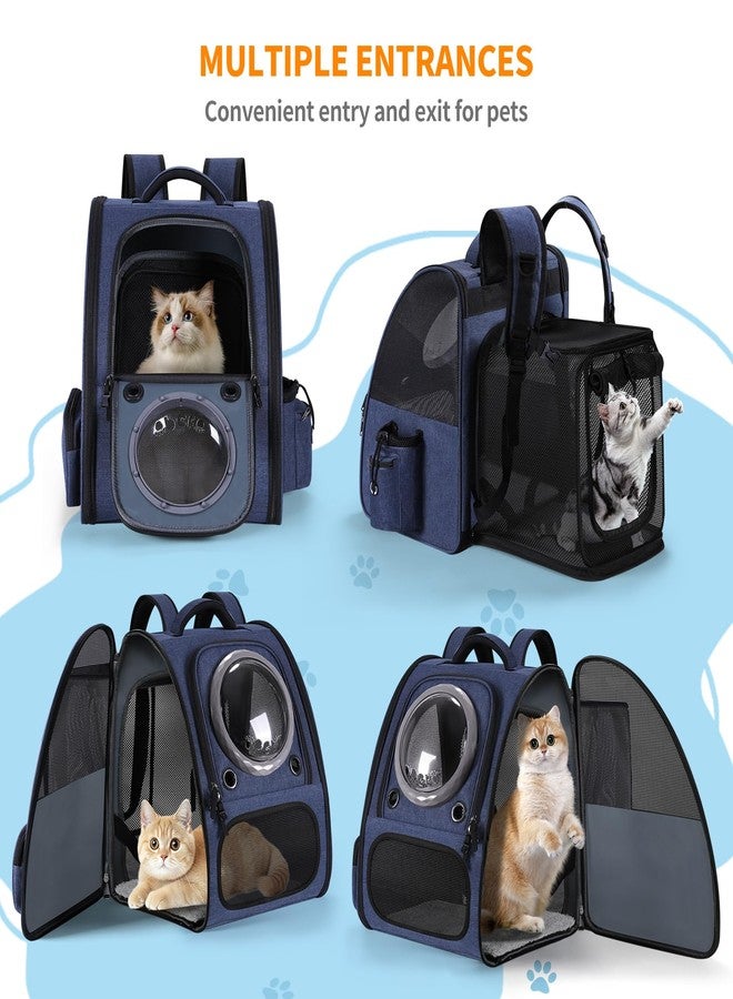 Groxkox Bubble Cat Backpack Carrier, Expandable Cat Carrier Backpack,Breathable Pet Backpack for Medium Cat,Kitten and Small Puppy, Large Space,Portable Bags Foldable Dog Backpack for Traveling,Hiking (Blue) - Image 4