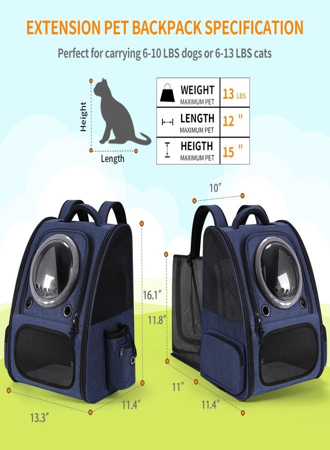 Groxkox Bubble Cat Backpack Carrier, Expandable Cat Carrier Backpack,Breathable Pet Backpack for Medium Cat,Kitten and Small Puppy, Large Space,Portable Bags Foldable Dog Backpack for Traveling,Hiking (Blue) - Image 2