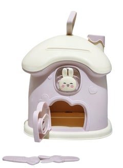 Generic Reusable Children's Money Box Children's Money Safe Box with Key Lock, Large Plastic Money Box for Home - Pink  - Image 2