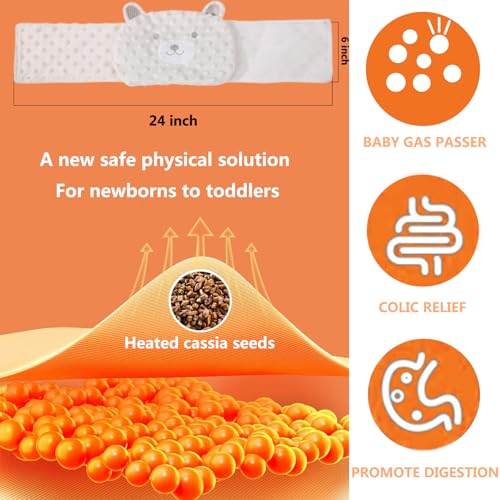 ISANPAN Baby Colic and Gas Relief - Cassia Seed Heated Tummy Wrap,Infant Warming Pad Belly Band Gripe Belt Relieves and Soothes Gas,Bloating and Upset Stomach (Beige) - Image 3