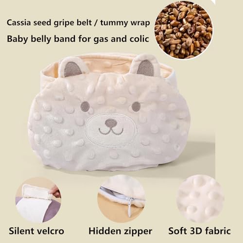 ISANPAN Baby Colic and Gas Relief - Cassia Seed Heated Tummy Wrap,Infant Warming Pad Belly Band Gripe Belt Relieves and Soothes Gas,Bloating and Upset Stomach (Beige) - Image 4